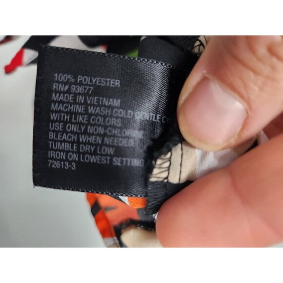 Worthington Womens Cold Shoulder Blouse Size Small Black Red Leaf Print Tropical - Picture 6 of 8